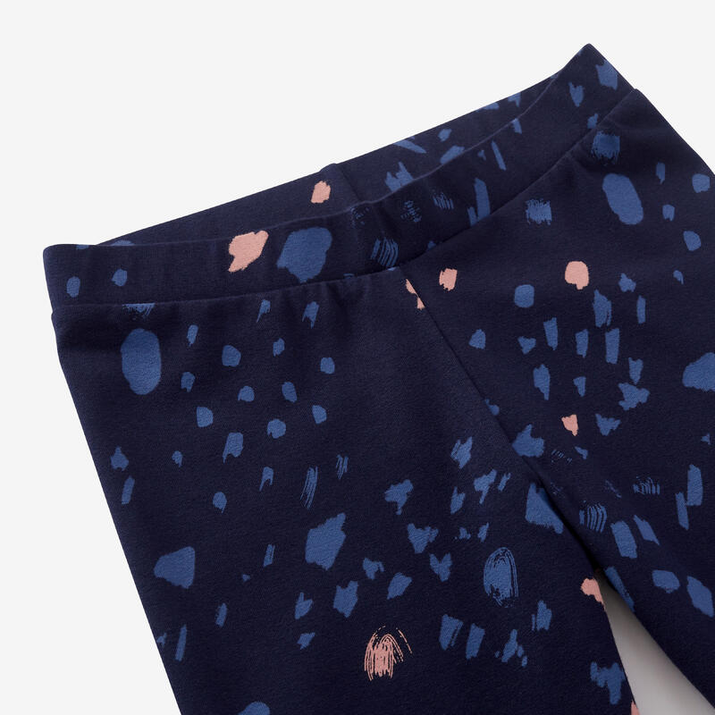 Katoenen meisjeslegging blauw met dessin