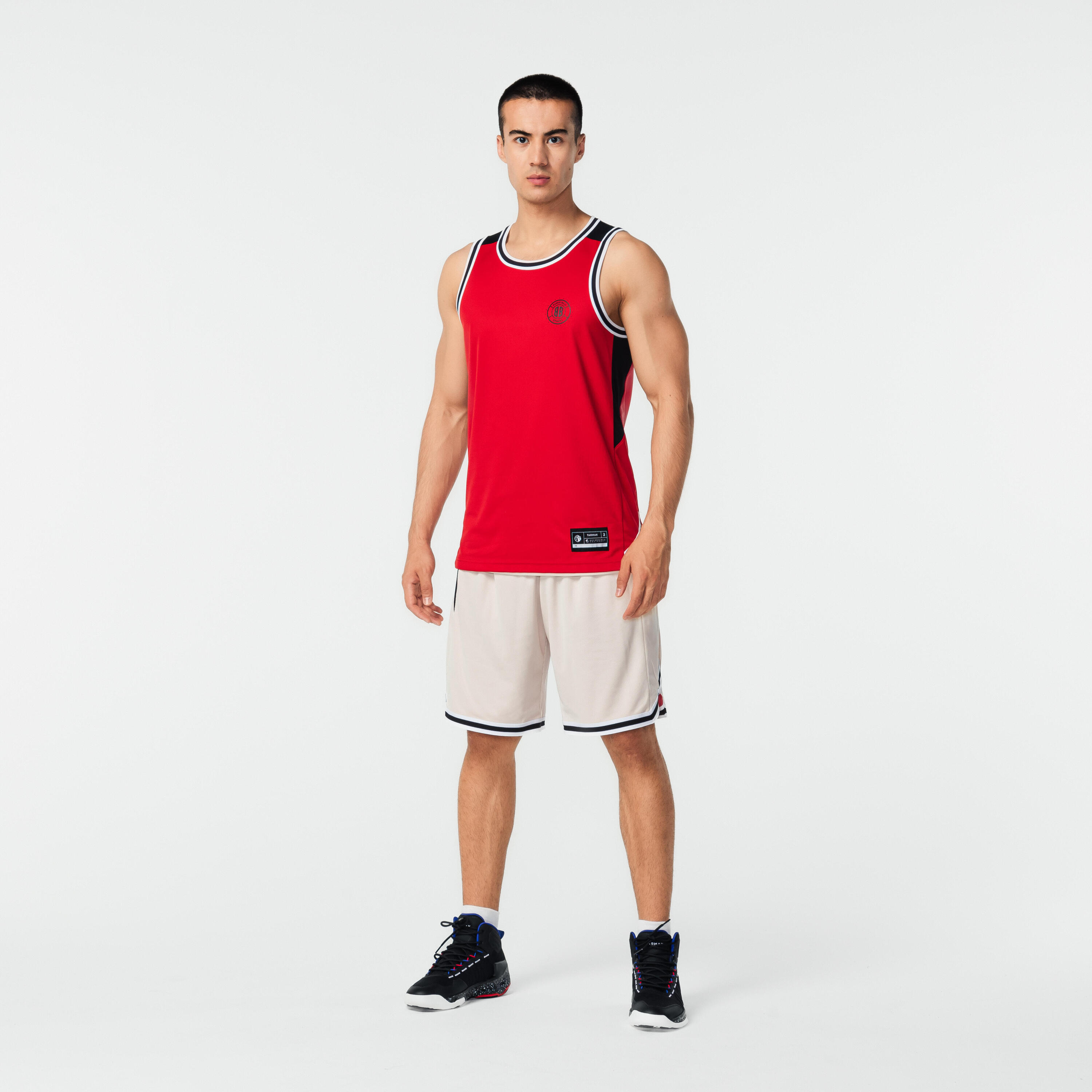 Kids' Reversible Basketball Shorts SH500 - Red/Beige 4/9