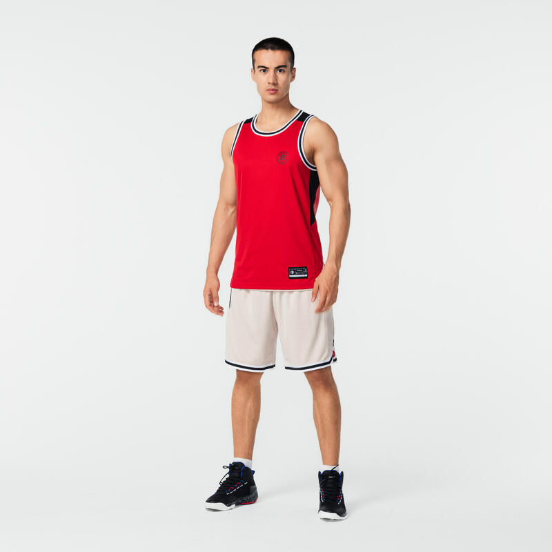 Damen/Herren Basketball Shorts wendbar - SH500 rot/beige 