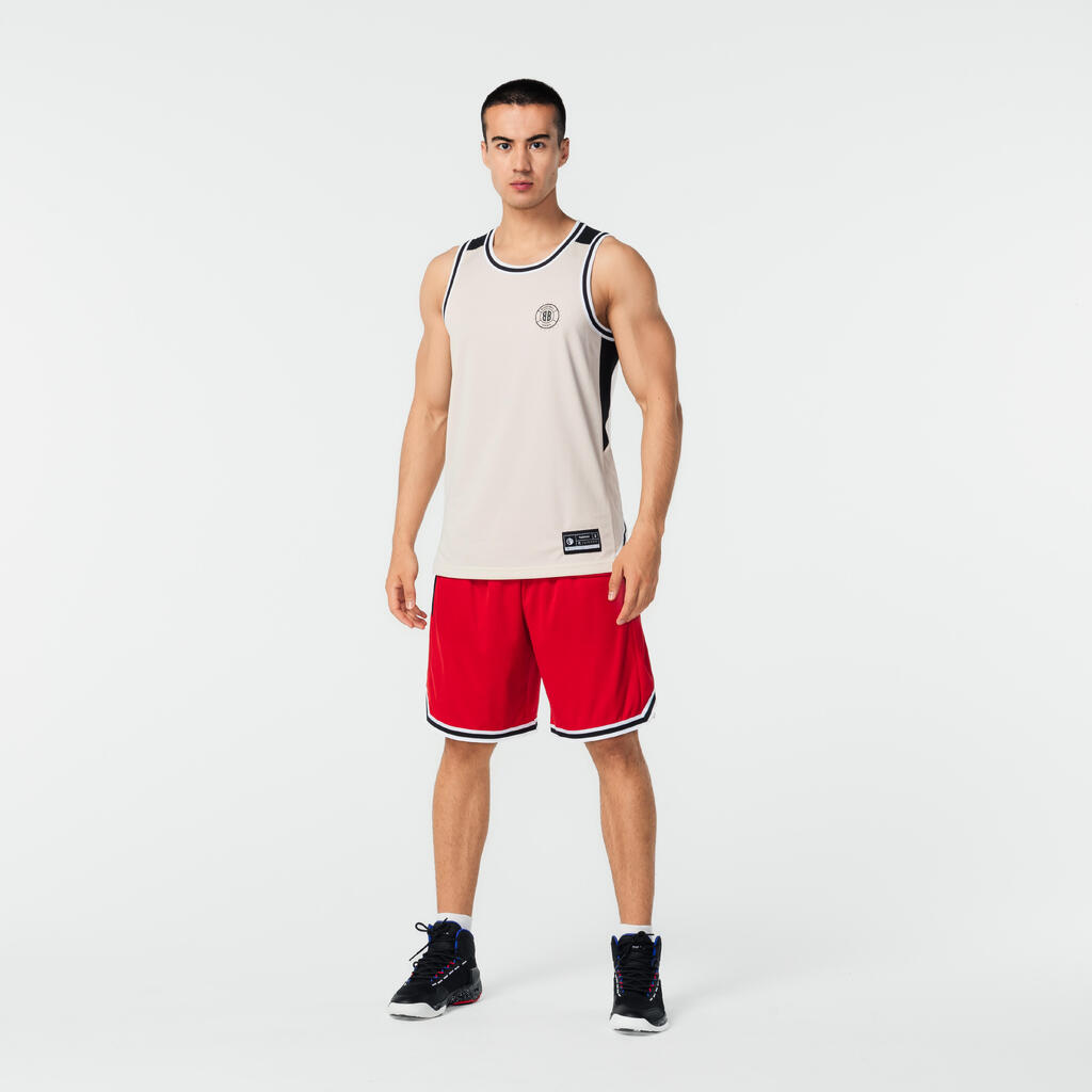 Men's/Women's Reversible Basketball Shorts SH500R - Beige/Black