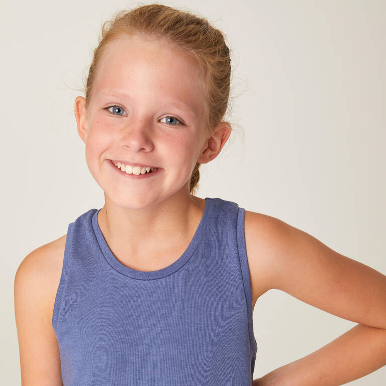 Girls' Cotton Tank Top 500 - Blue