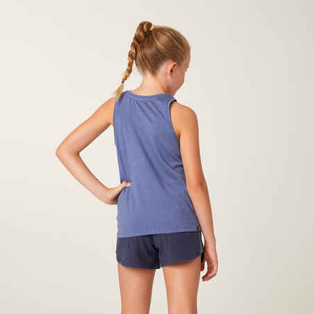 Mergaičių medvilniniai berankoviai marškinėliai „500“, mėlyni