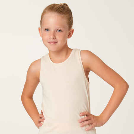 Girls' Cotton Tank Top 500 - Beige