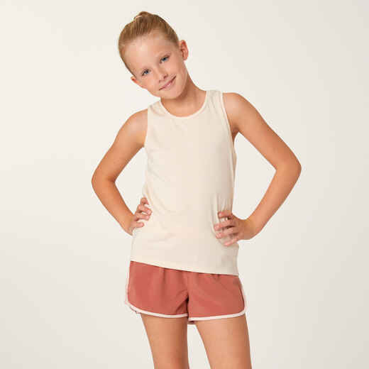 
      Girls' Cotton Tank Top 500 - Beige
  