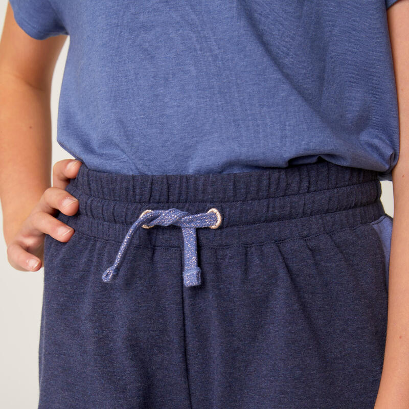 Pantaloncini bambina ginnastica 500 regular misto cotone blu