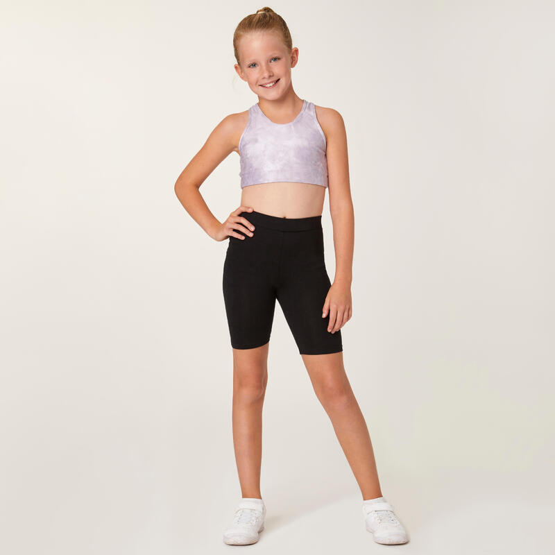 Pantaloncini ciclisti bambina ginnastica cotone elasticizzato neri