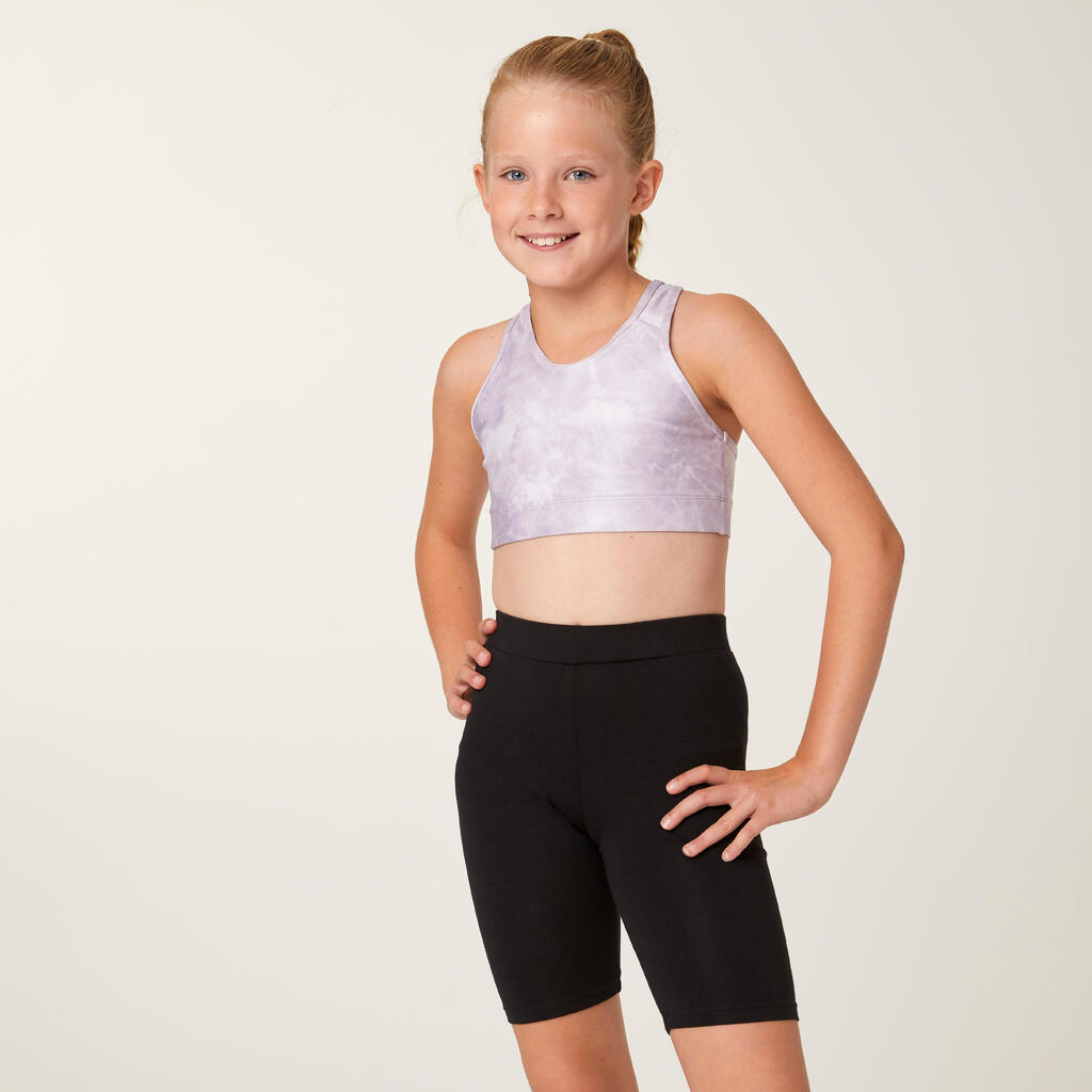 Brassière de sport respirante fille, Imprimé Tye and dye mauve
