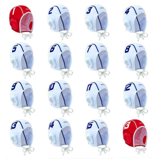 
      ADULT'S SET OF 16 WATER POLO CAPS WP900 WHITE
  