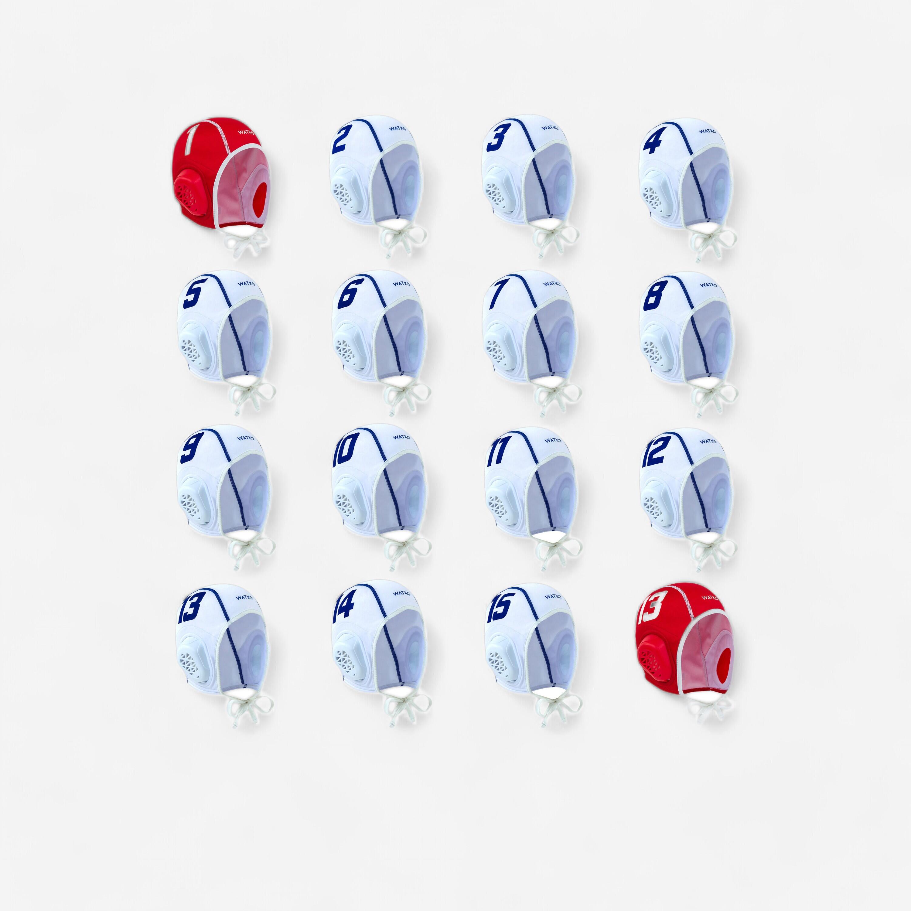 WATKO ADULT'S SET OF 16 WATER POLO CAPS WP900 WHITE