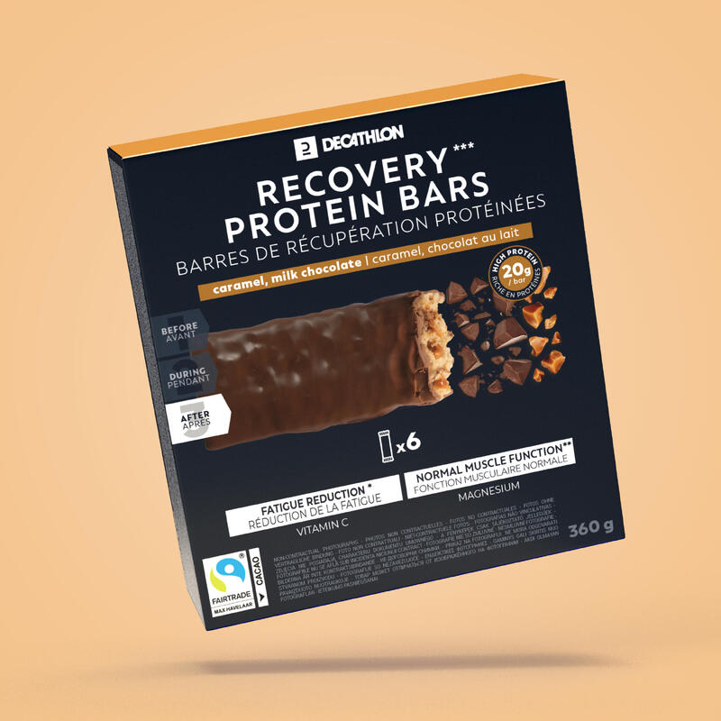Baton proteinowy regeneracyjny Decathlon x 6 czekolada / karmel