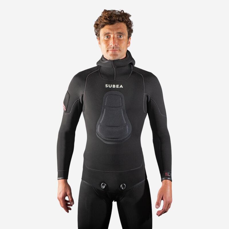 Chaqueta Pesca Submarina SPF 900 Hombre Negro Neopreno 5 mm