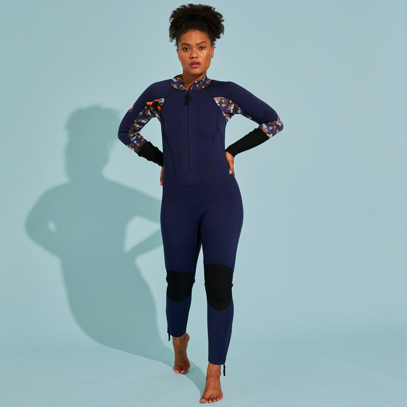 COMBINAISON LONGE CÔTE NÉOPRÈNE SUPERSTRECH 4/3 FEMME BLEU