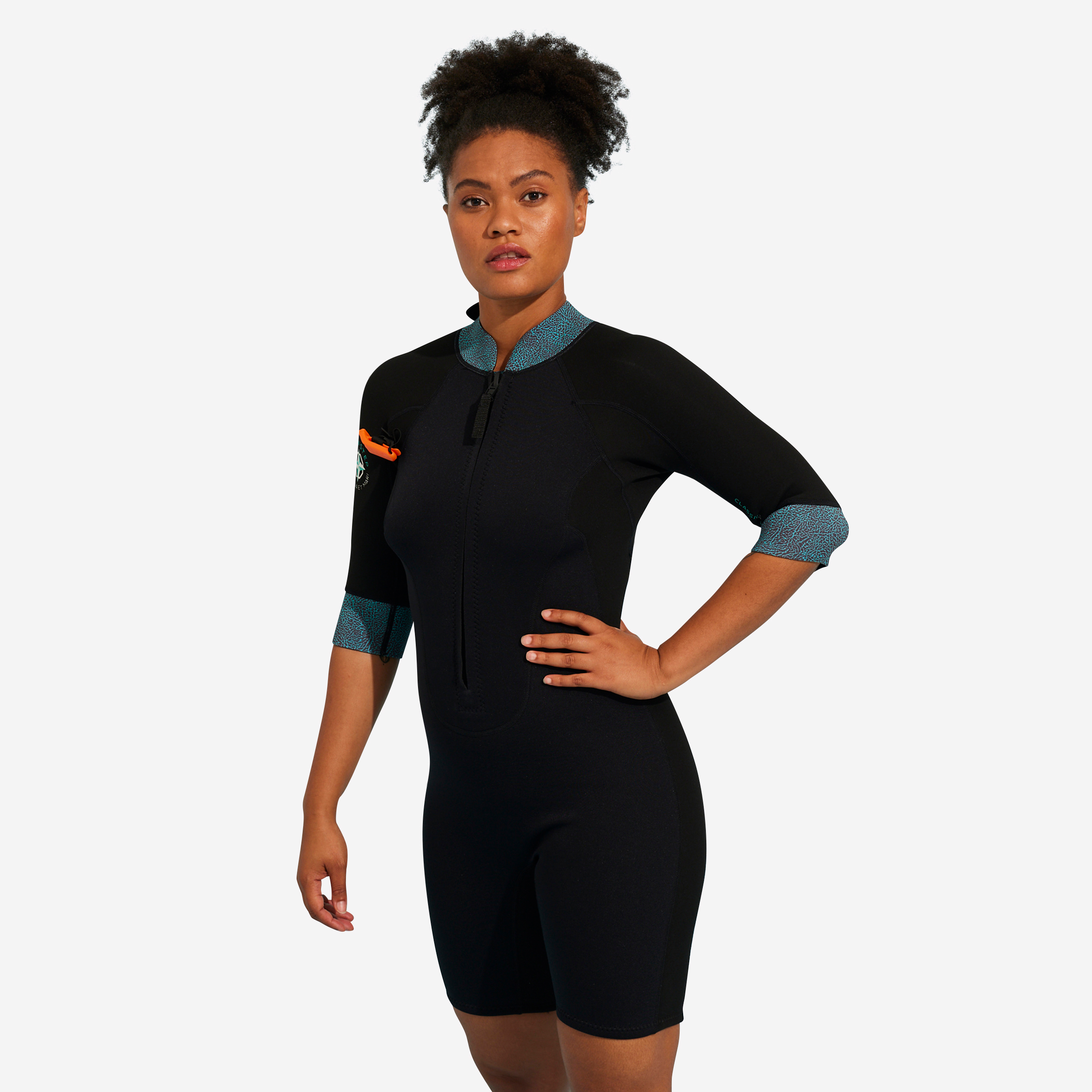 Shorty longe côte néoprène 2/2 femme noir - Aquagym - OCEAN STEP- Clubs - Entreprises - Collectivités - Associations