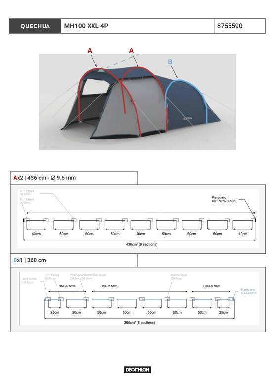 Camping tent - MH100 XXL - 4 person