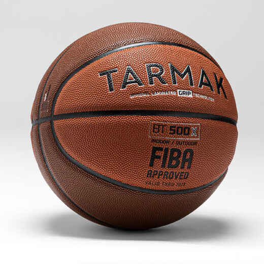 
       Pieaugušo 7. izmēra basketbola bumba “BT500 Grip”, brūna/oranža
  