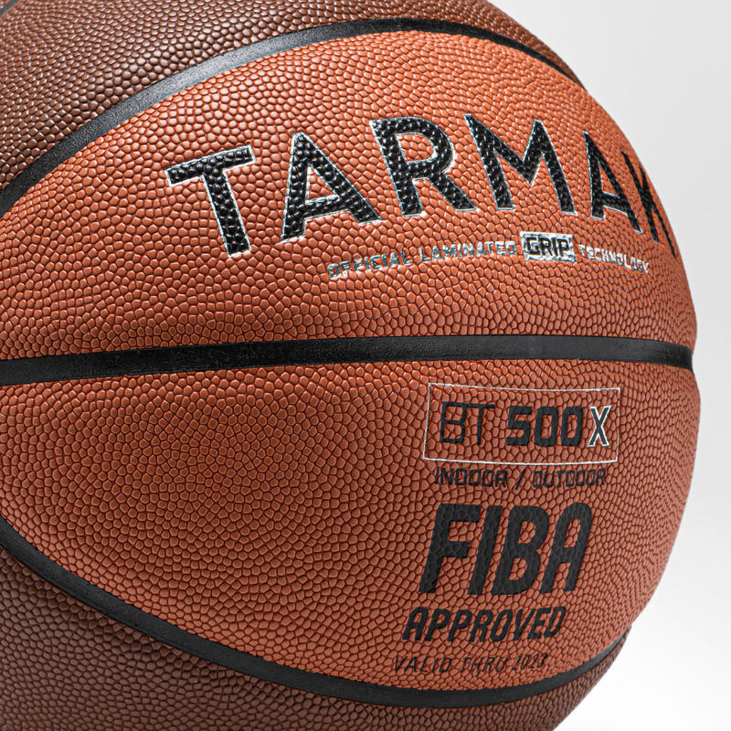 Bola de Basquetebol Adulto BT500 Grip Tamanho 7 Castanho/Laranja