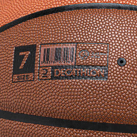 Suaugusiųjų krepšinio kamuolys „BT500 Grip“, 7 dydžio, rudas, oranžinis