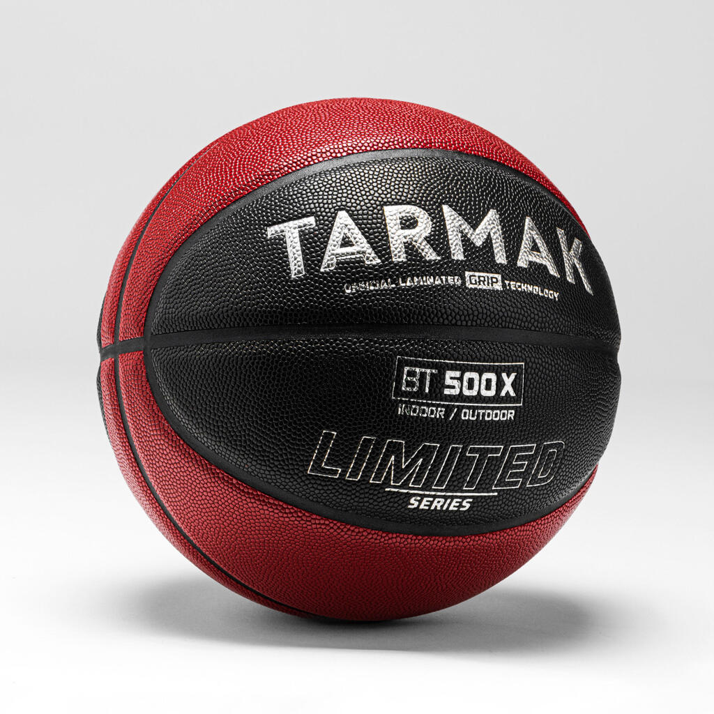 Pieaugušo 7. izmēra basketbola bumba “BT500 Grip Ltd”, melna/balta