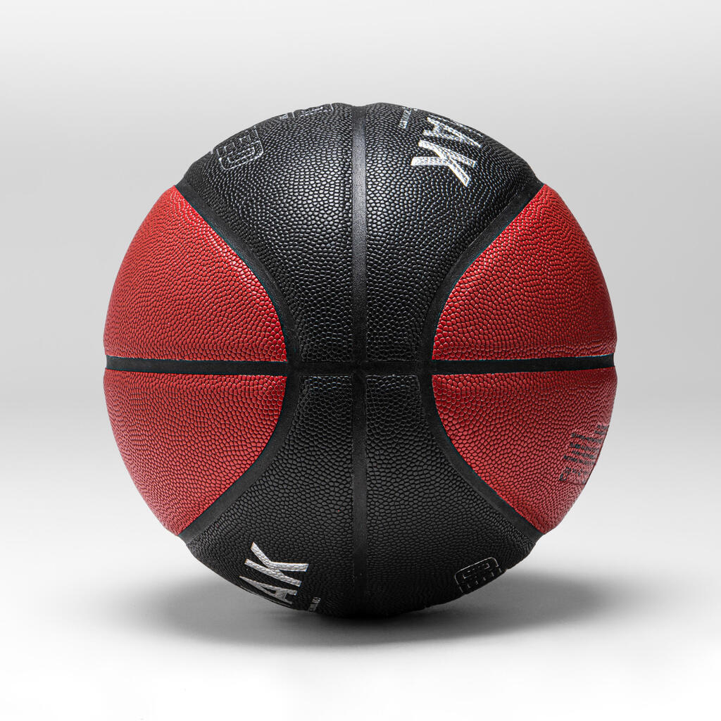 Pieaugušo 7. izmēra basketbola bumba “BT500 Grip Ltd”, melna/balta