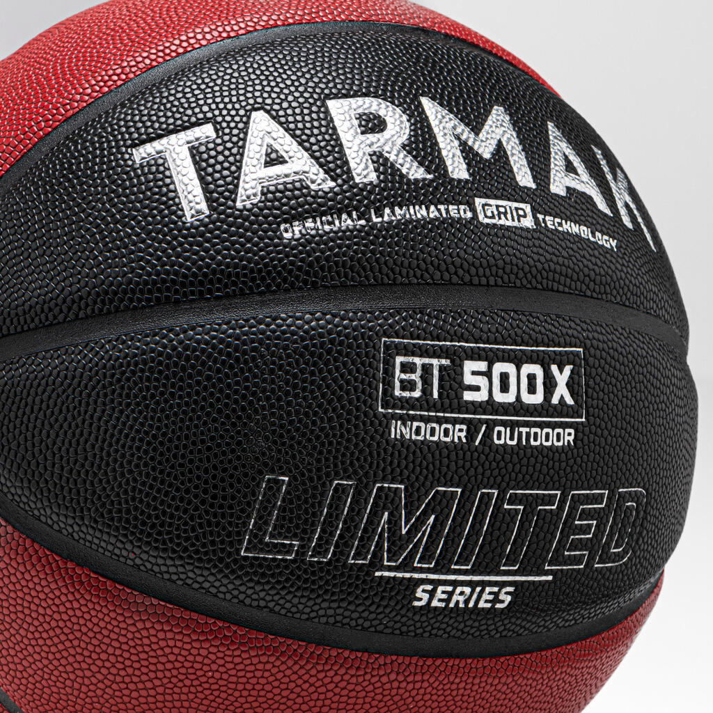 Pieaugušo 7. izmēra basketbola bumba “BT500 Grip Ltd”, melna/balta