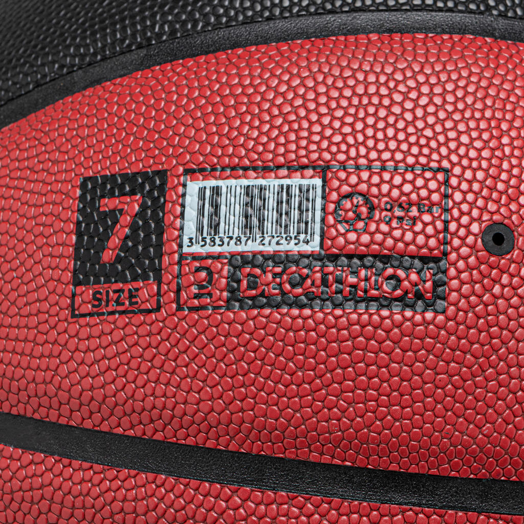 Pieaugušo 7. izmēra basketbola bumba “BT500 Grip Ltd”, melna/balta