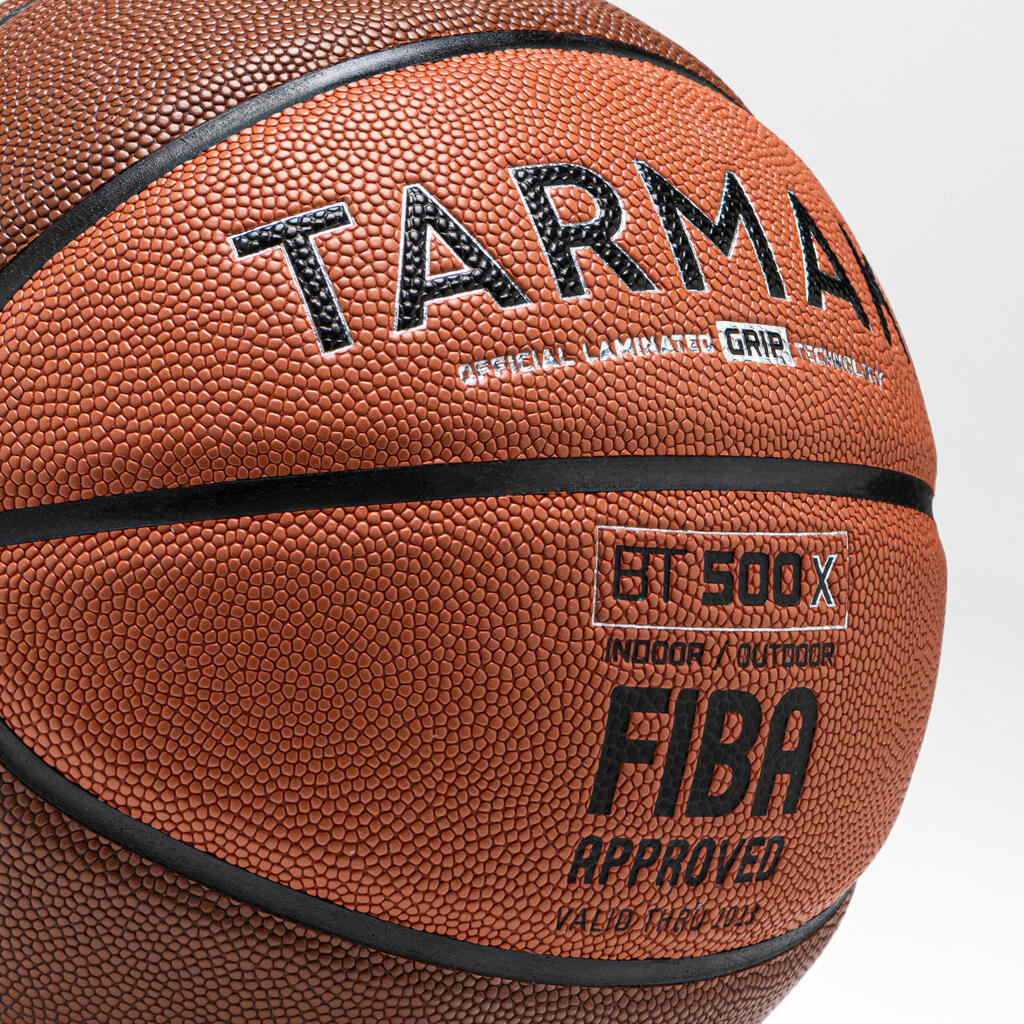Ballon de basketball FIBA taille 6 - BT500 Grip orange brun