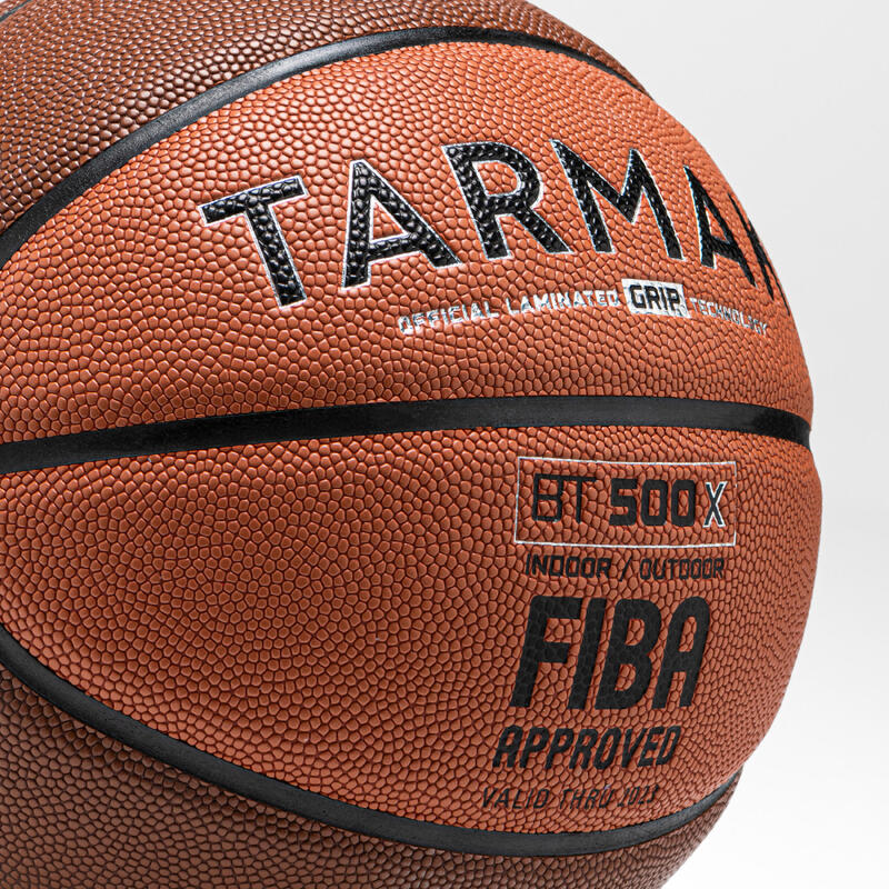 Size 6 FIBA Basketball BT500 Grip - Orange/Brown