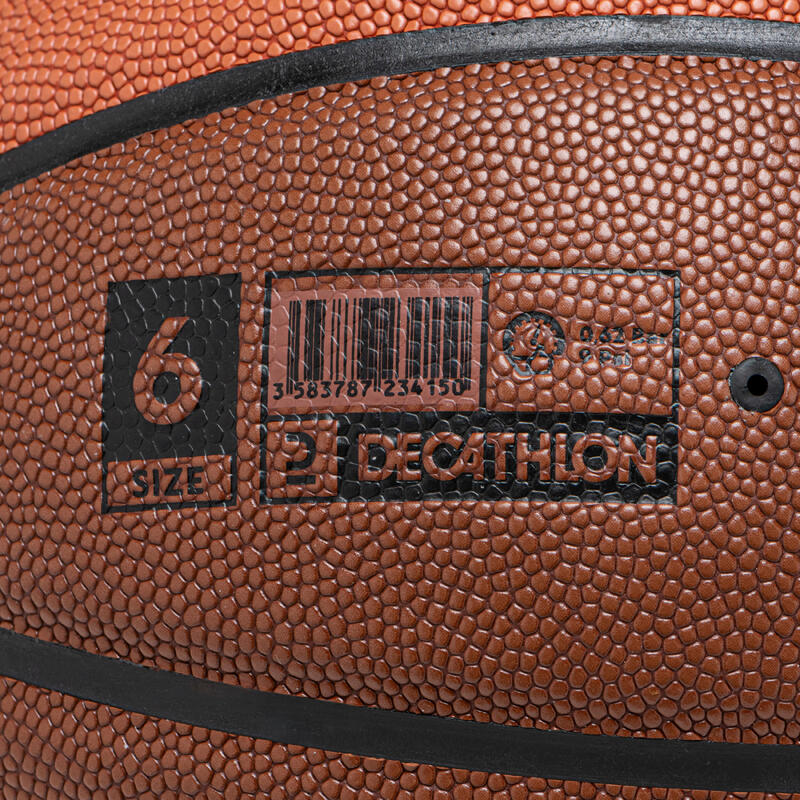 Size 6 FIBA Basketball BT500 Grip - Orange/Brown