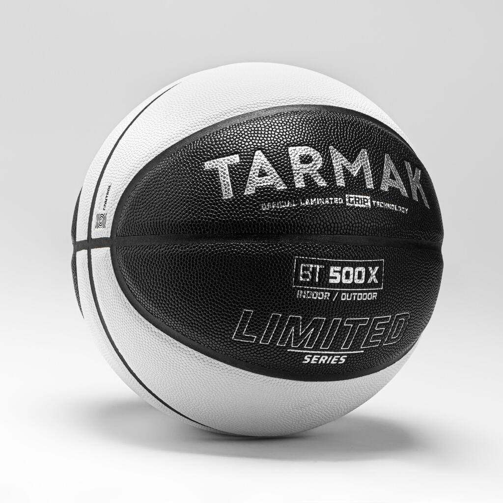 Normal Basketball FIBA Approved Size 7 Basketball BT500X Grip - Black/White