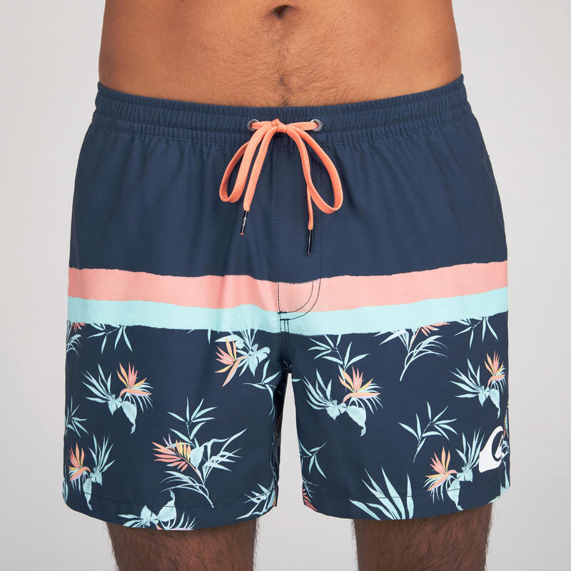 Korte boardshort voor surfen heren marineblauw koraal