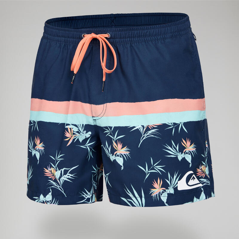 Korte boardshort voor surfen heren marineblauw koraal