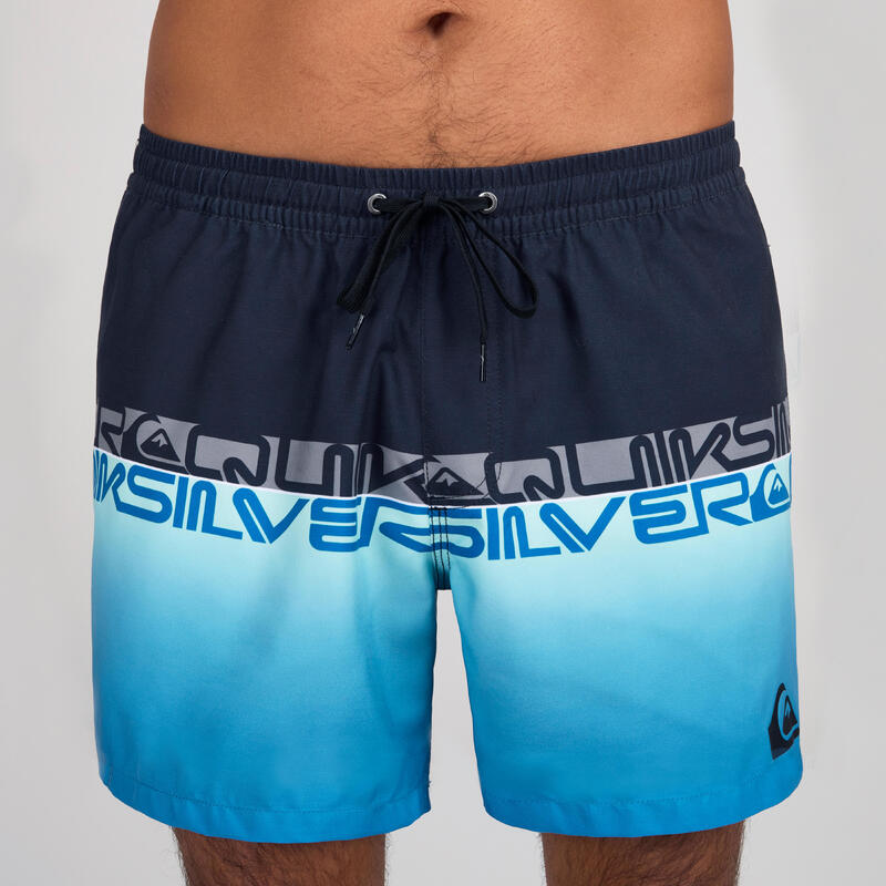 Korte boardshort voor surfen heren zwart blauw