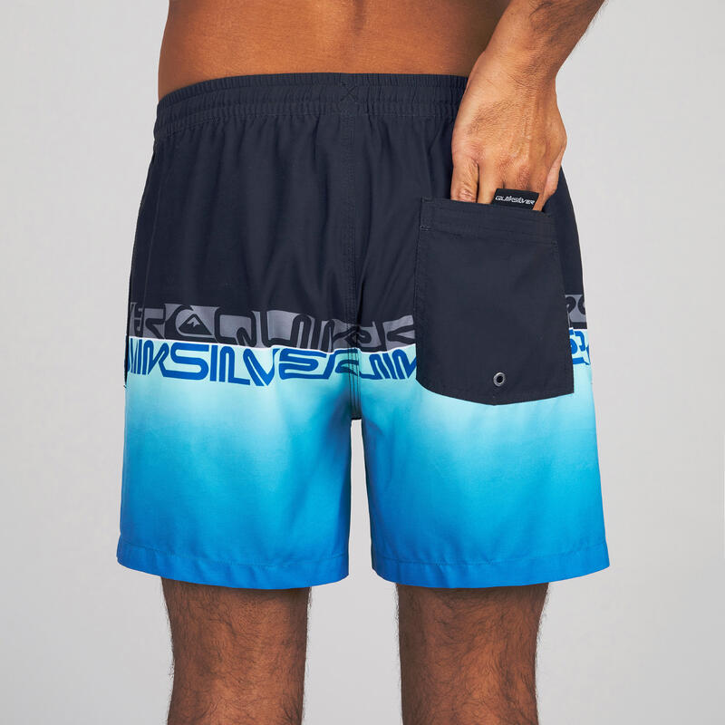 Korte boardshort voor surfen heren zwart blauw