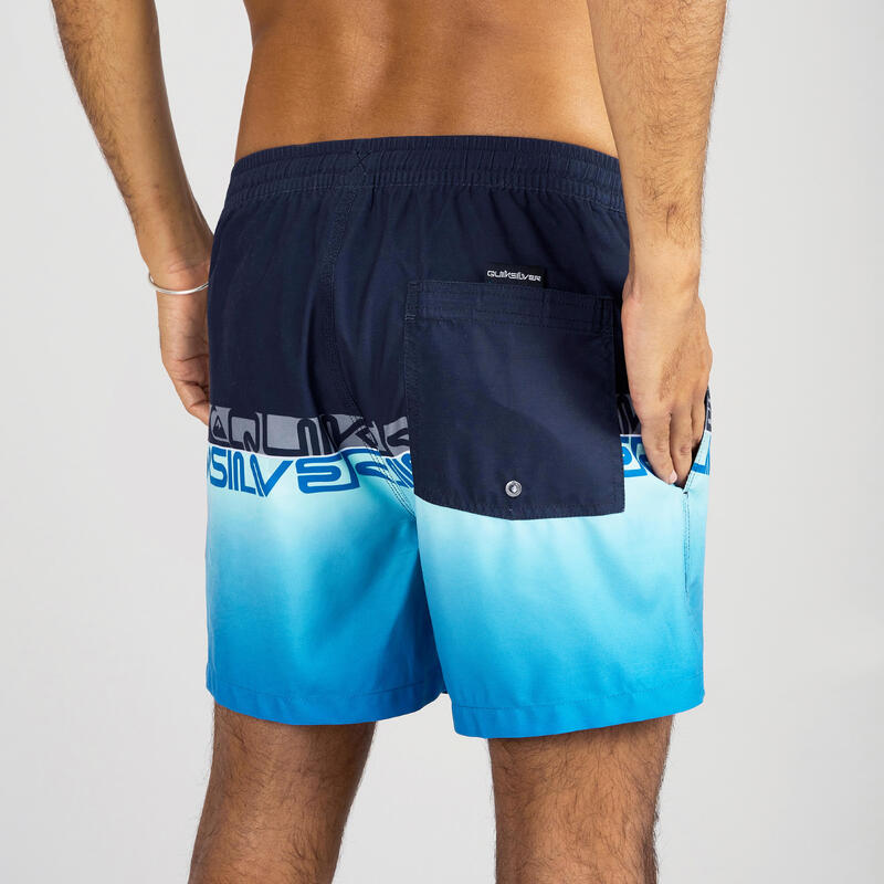 Korte boardshort voor surfen heren zwart blauw