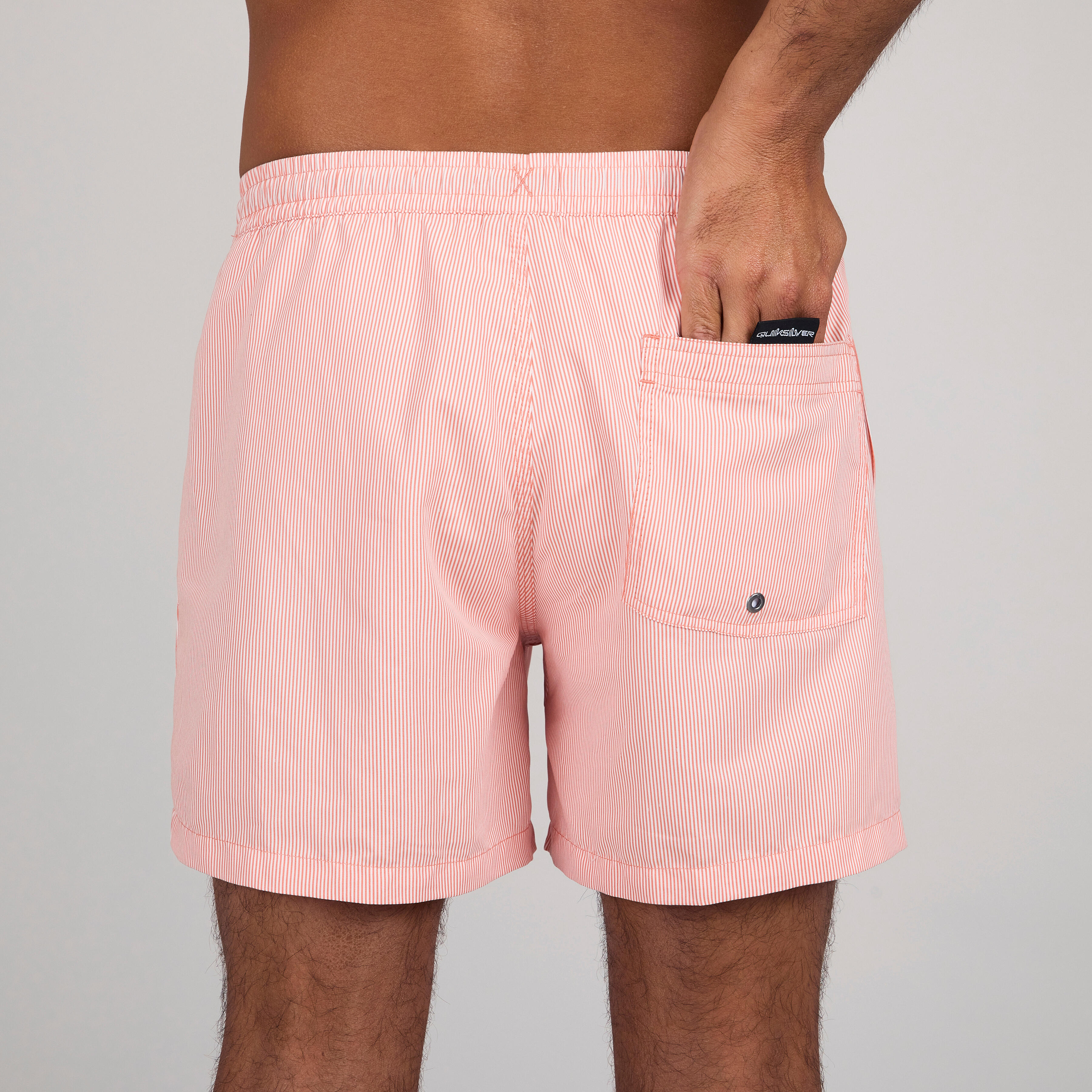 Men's short swim shorts - Deluxe volley stripe coral