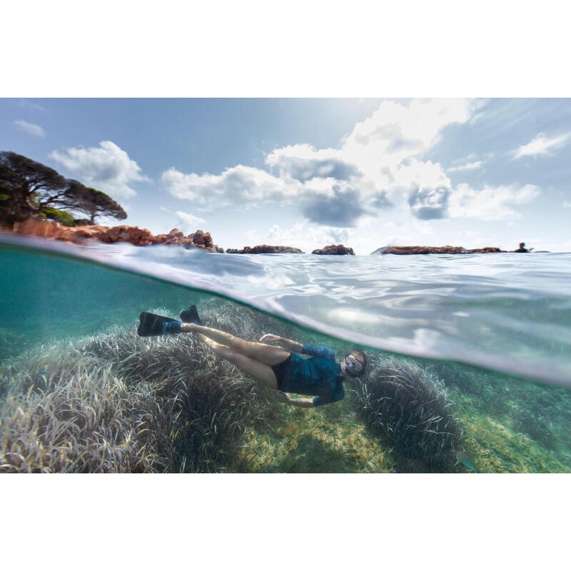 Licra Solar de Snorkeling de Neoprene 1.5mm manga curta Mulher - Azul marinho