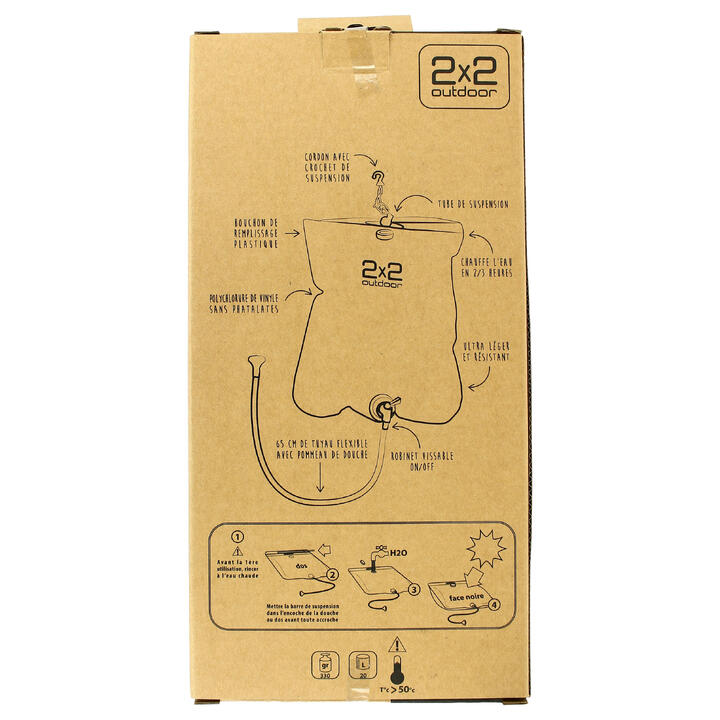 DOUCHE SOLAIRE POUR LE CAMPING PORTSHOW 2 X 2 20 LITRES 2 X 2 Decathlon