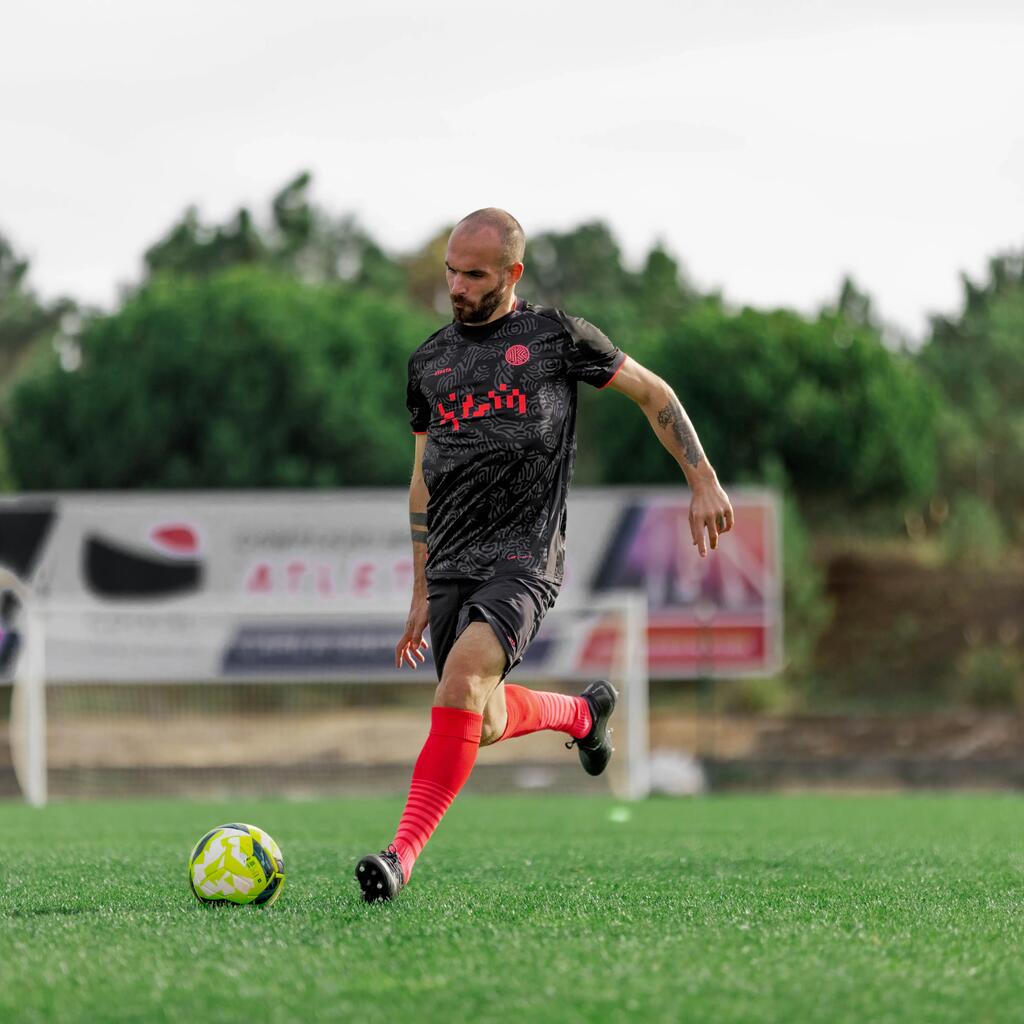Crno-sivo-roze majica kratkih rukava za fudbal VIRALTO CLUB