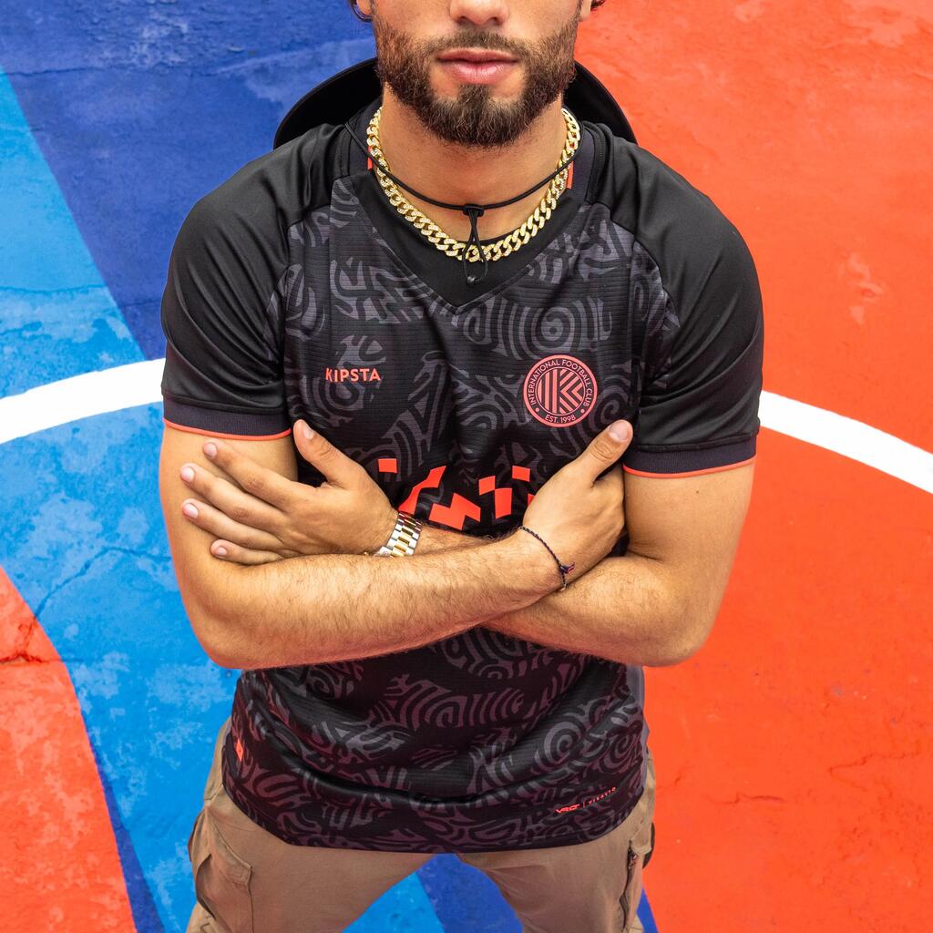 Crno-sivo-roze majica kratkih rukava za fudbal VIRALTO CLUB