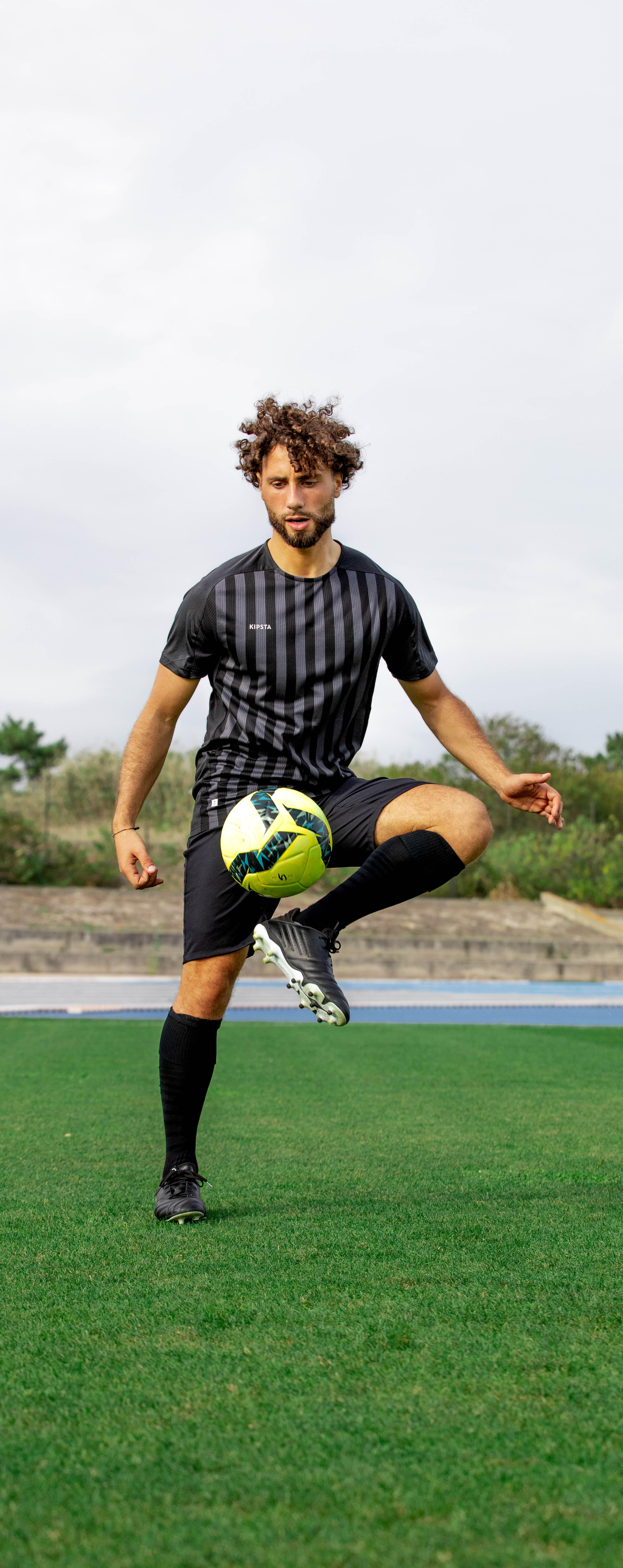 Men Football Jersey Shirt Viralto- - Black with Grey Stripes - XL By KIPSTA | Decathlon