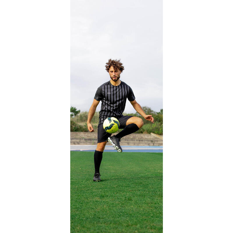 Kids' Short-Sleeved Football Shirt Viralto Solo Classic - Black / Grey Stripes
