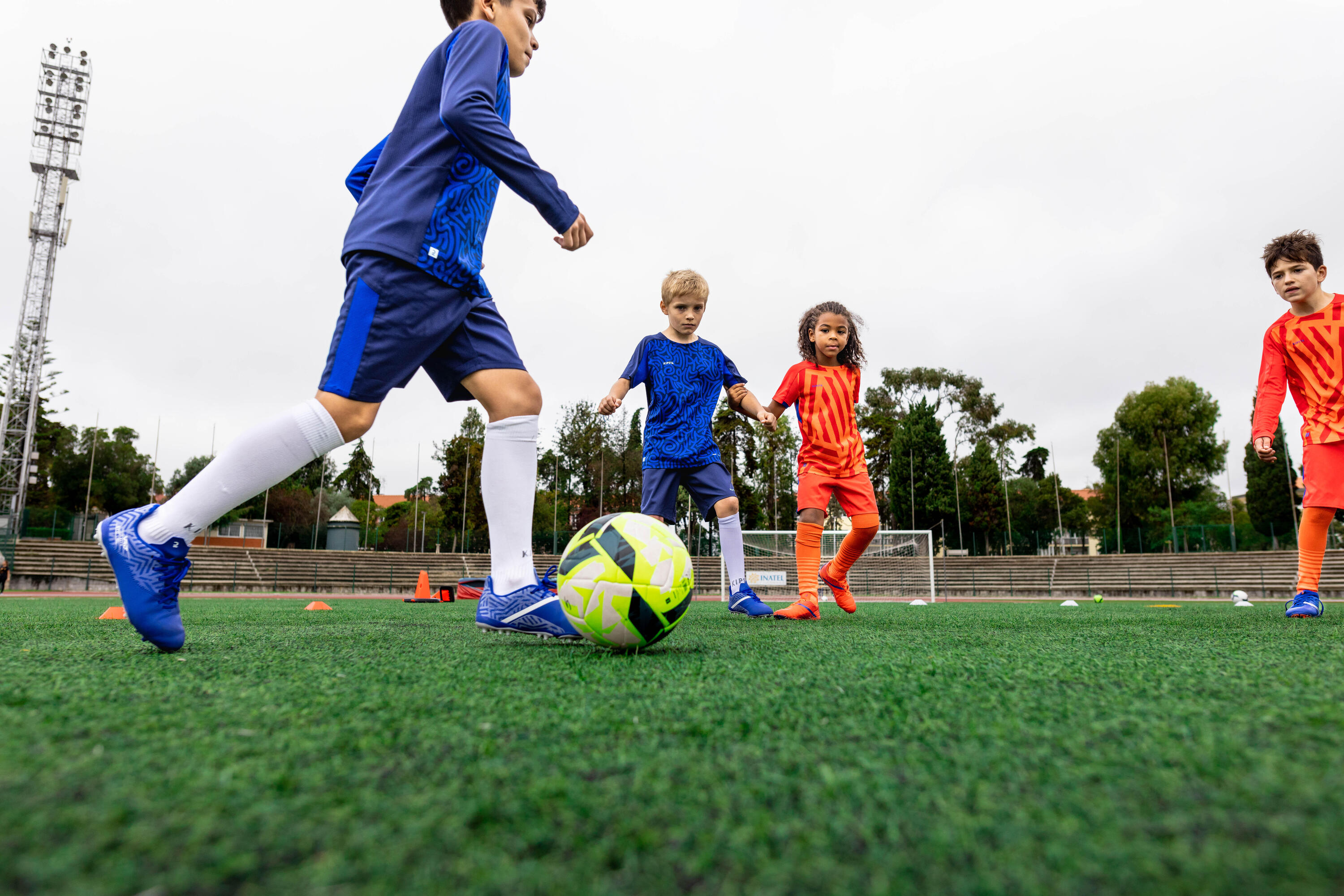 Kids' Long-Sleeved Football Shirt Viralto Letters - Blue 10/11