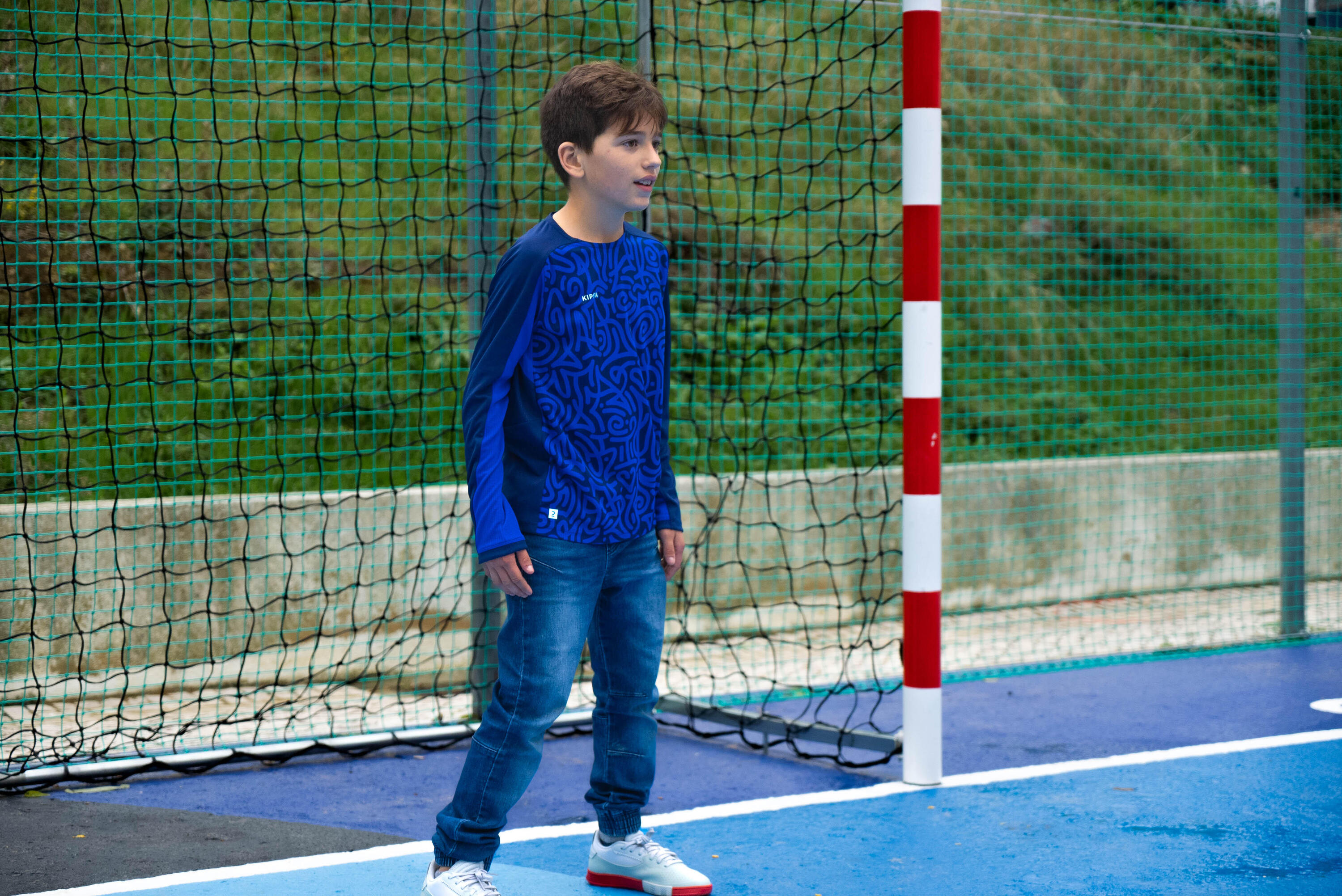 Kids' Long-Sleeved Football Shirt Viralto Letters - Blue 11/11