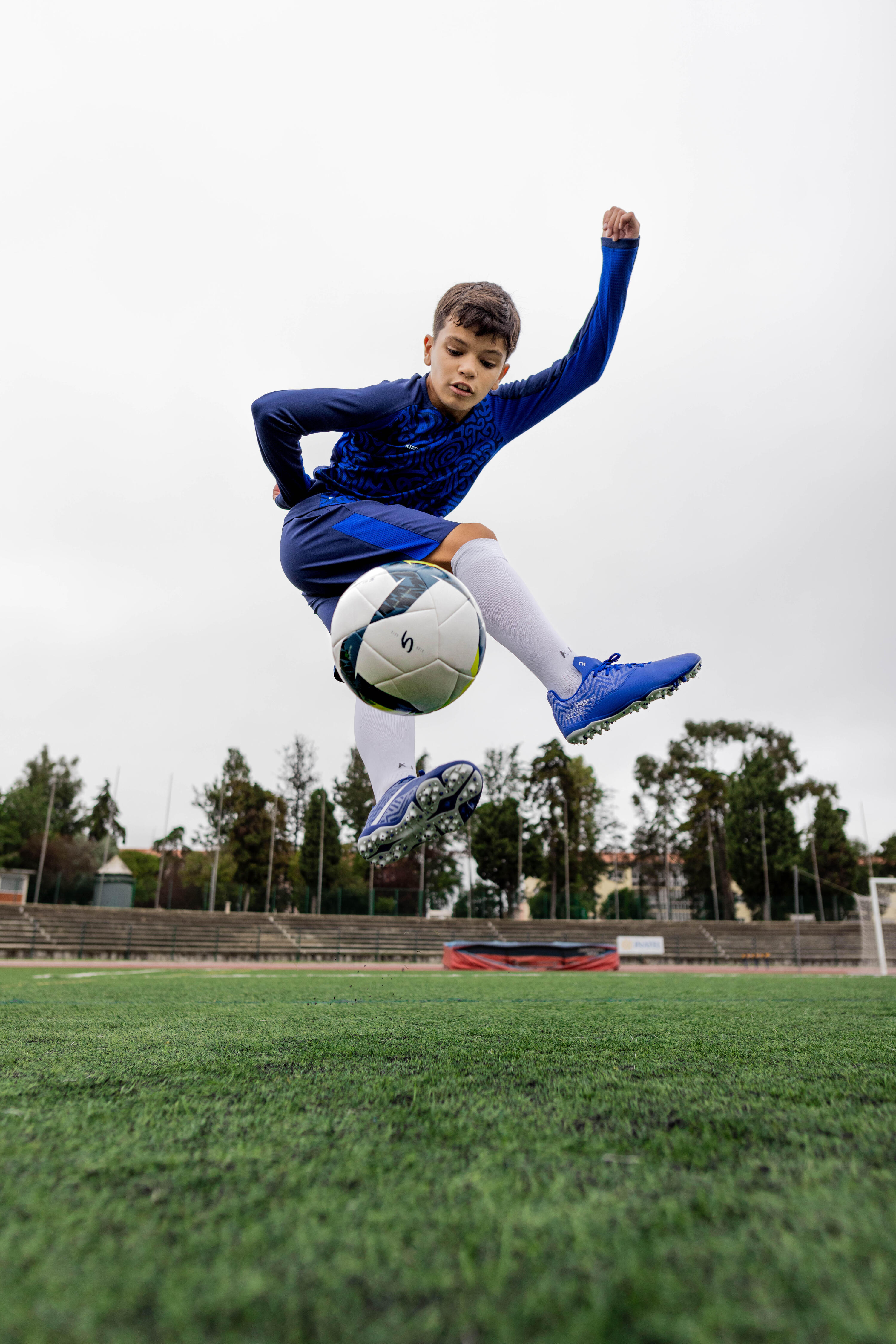 Kids' Long-Sleeved Football Shirt Viralto Letters - Blue 9/11