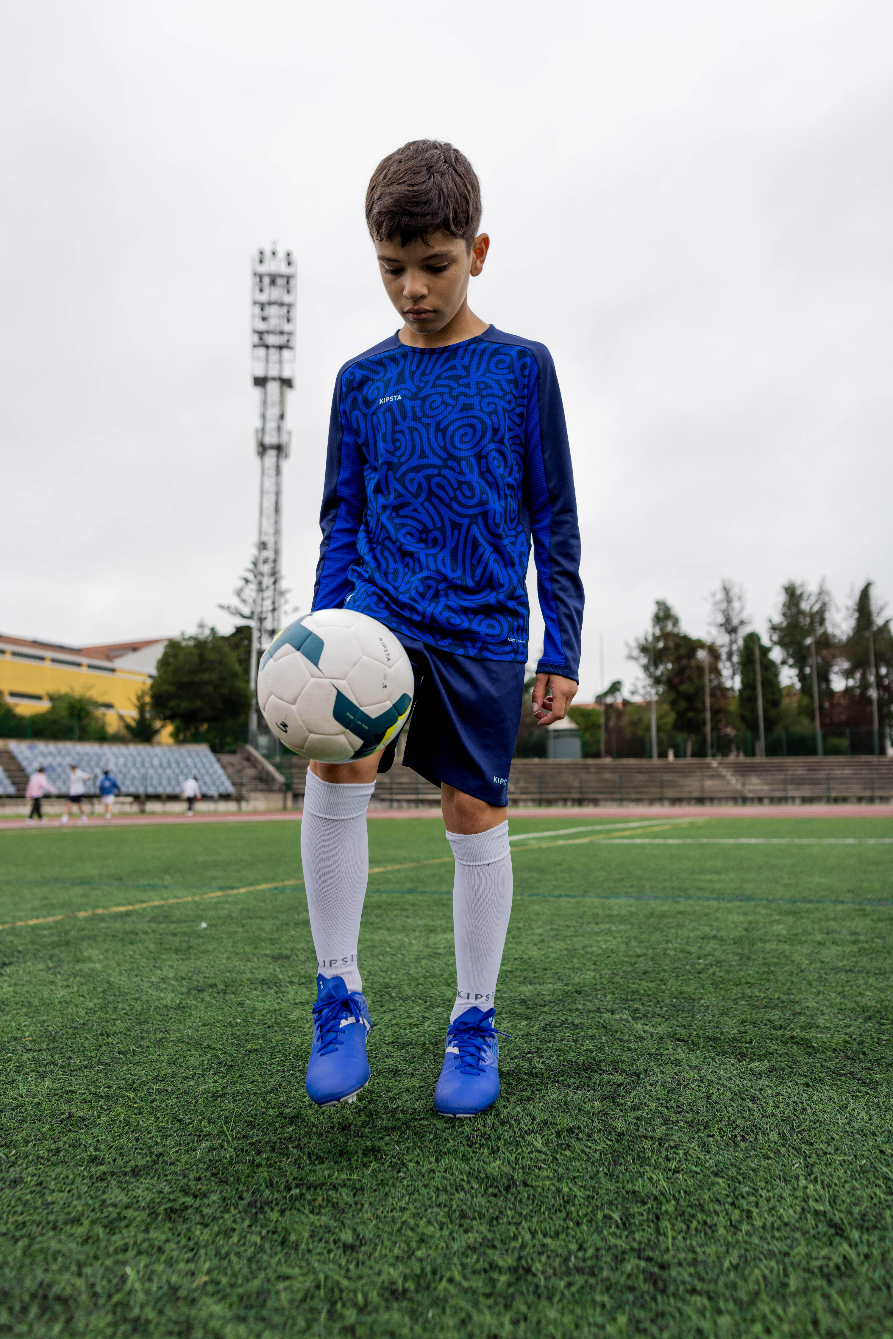 Kids' Long-Sleeved Football Shirt Viralto Letters - Blue 8/11