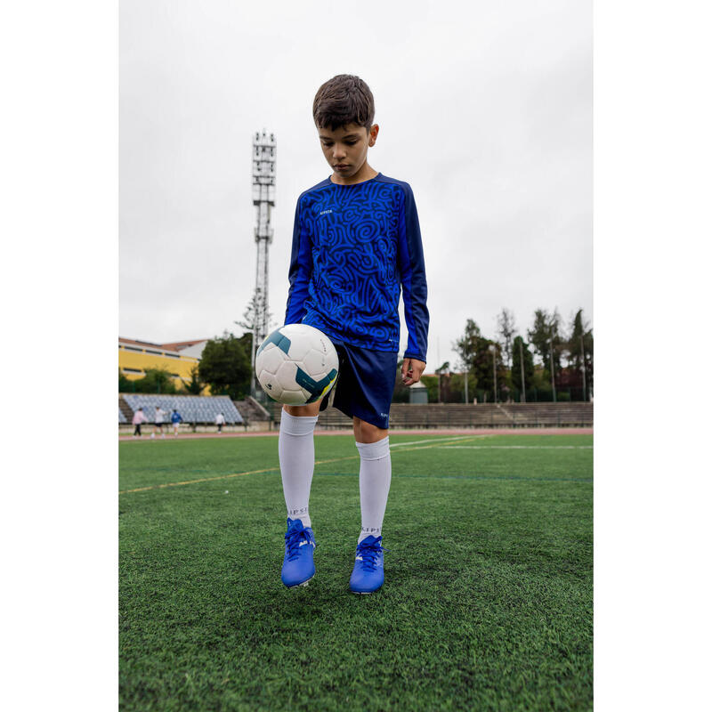 CHAUSSURES DE FOOTBALL ENFANT A LACETS VIRALTO I FG BLEU ET BLANC