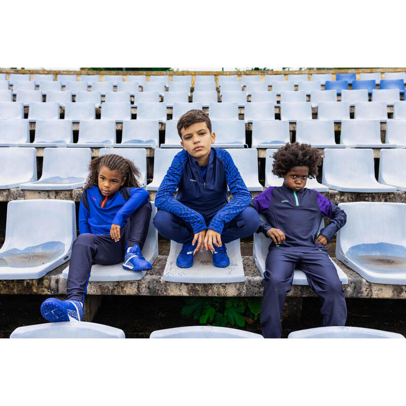 Felpa calcio bambino VIRALTO ALPHA 1/2 zip blu-lilla-verde