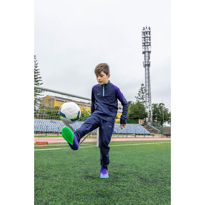 Felpa calcio bambino VIRALTO ALPHA 1/2 zip blu-lilla-verde