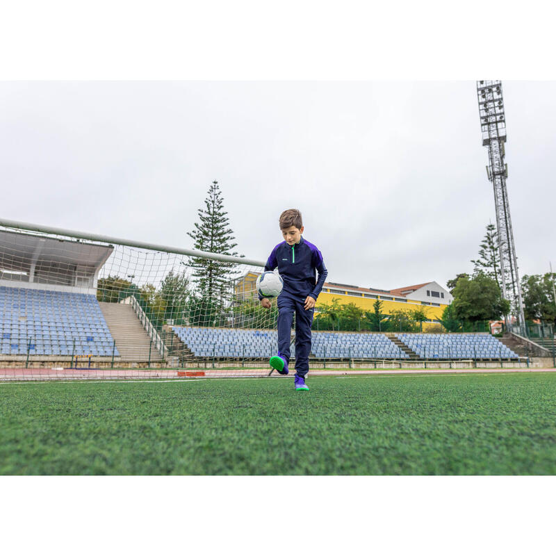 Felpa calcio bambino VIRALTO ALPHA 1/2 zip blu-lilla-verde