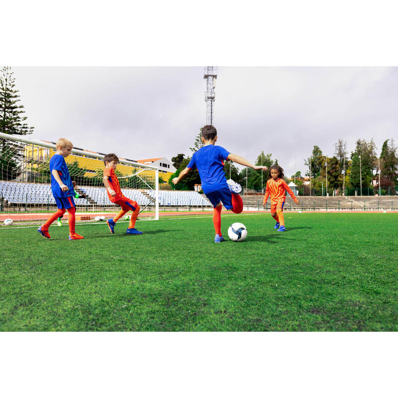 BOTAS DE FÚTBOL NIÑO CON CORDONES VIRALTO I FG AZUL Y BLANCO